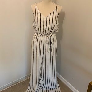 White and Black striped Jumpsuit, Size M